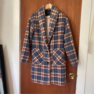 Never worn Lucky Brand plaid coat XS